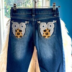 Vigoss straight leg jeans with bejeweled pockets